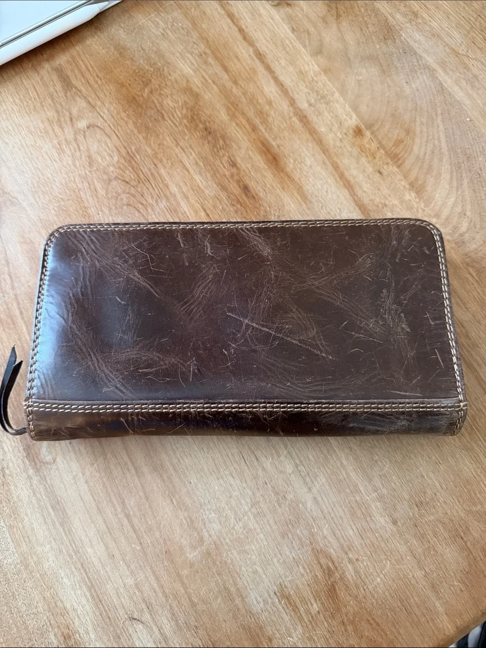Men's Brown Leather Zip Wallet - Classic Travel Organizer